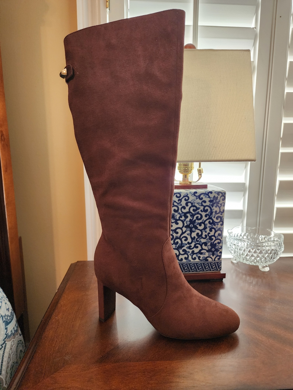 Women's Tall Suede Boot in Brown - Classic Knee-High Heel